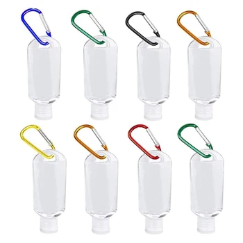 

8pcs 50ml Empty Hand Sanitizer Bottles Refillable Leakproof Plastic Travel Bottle with Keychain for Alcohol Toiletries Liquids