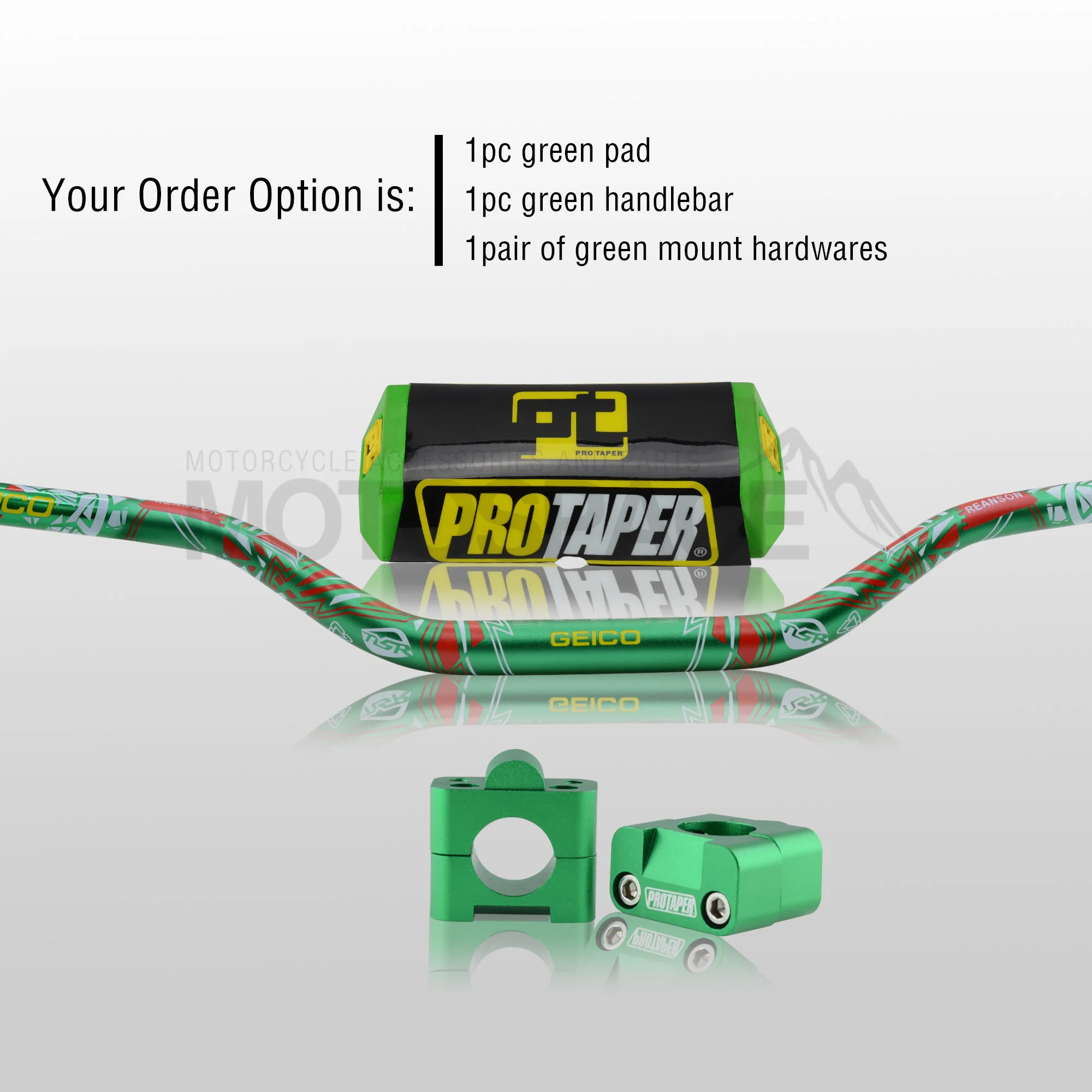 Green Combo3 Руль для Pro Taper Pack Bar 1-1/" Phantasy ручка бар колодки ручки Pit Pro Гонки Грязь велосипед ямы мотоцикл с адаптер cnc - Цвет: Green Combo3