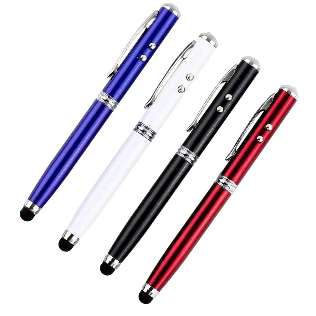 

4 in1 LED Laser Pointer Torch Touch Screen Stylus Ballpoint Pen for iPhone for Ipad for Xiaomi Tablet Smartphone Durable