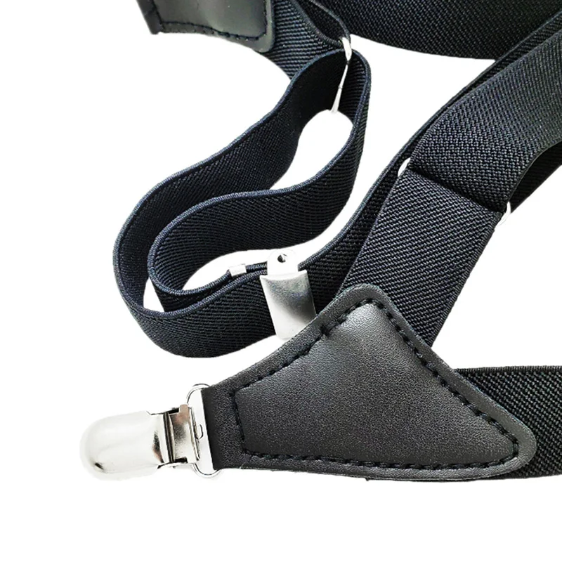 Мужские широкие регулируемые подтяжки X Back эластичные черные сверхпрочные с