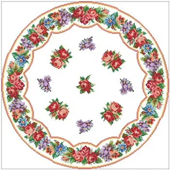 

TOP Round rose tablecloth pattern Counted Cross Stitch 11CT 14CT 18CT DIY Cross Stitch Kits Embroidery Needlework Sets