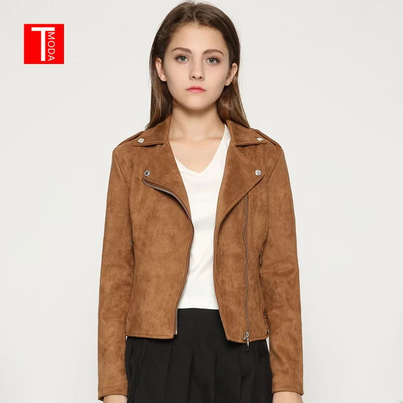 Женская замшевая куртка TMODA271 из искусственной кожи на осень и зиму женская