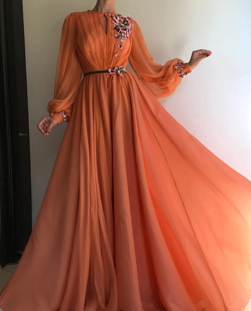 New Muslim Evening Dresses A line Long 