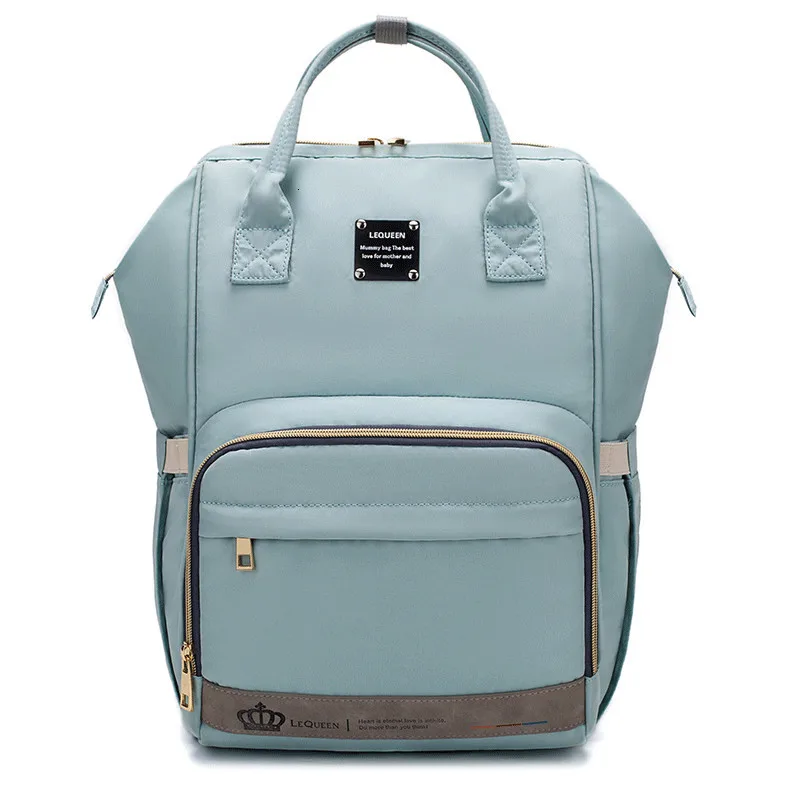 Разноцветная сумка для подгузников, многофункциональный рюкзак для детских подгузников, сумки для подгузников для мамы, папы, дорожный рюкзак, большая вместительность, детские сумки LEQUEEN - Цвет: Light Blue