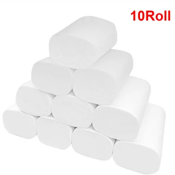 

10 Rolls Toilet Tissue Three Layer Toilet Paper Roll Home Hotel Restaurant Bathroom Washroom Soft Tissue Roll Wood Pulp Paper