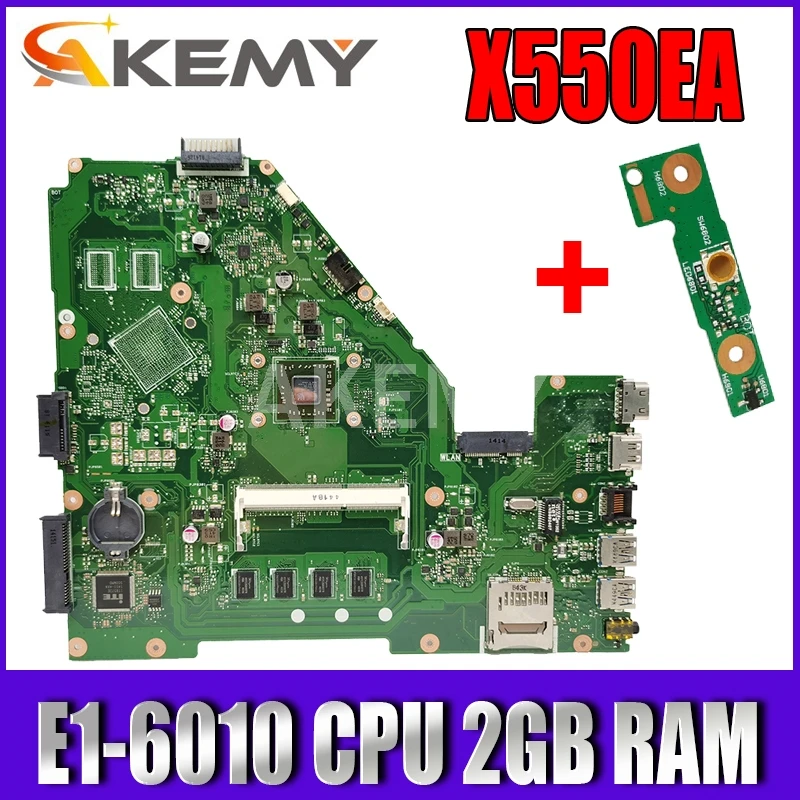 Akemy X550WA материнская плата для ноутбука ASUS X550WAK X550W X550WE X552E X550EP X550EA тестовая 2G RAM/E1 6010