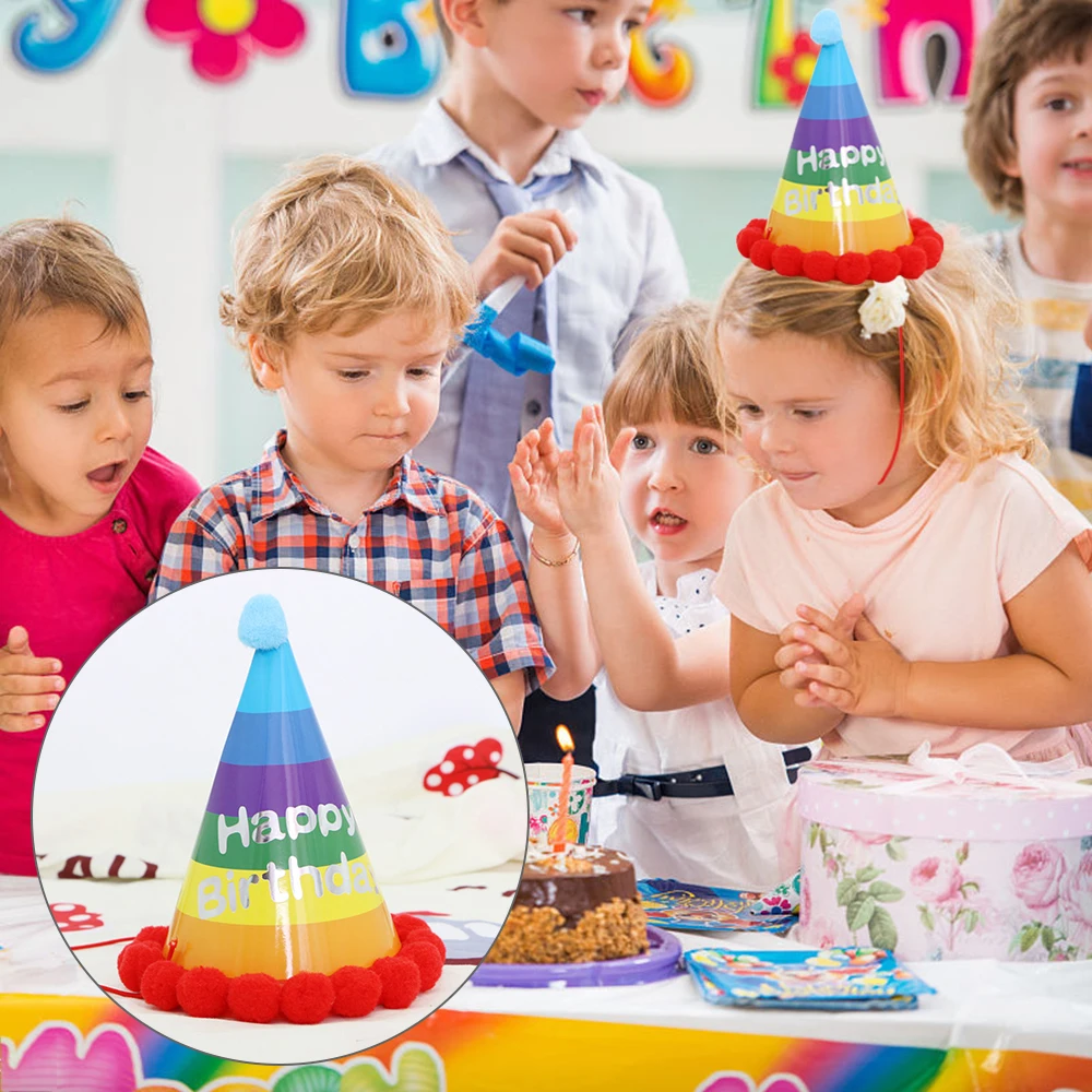 

1pc Birthday Party Hat Baby Children Birthday Hat Festival Decoration Wear Multi-Color Christmas Halloween Party Pointed Cap