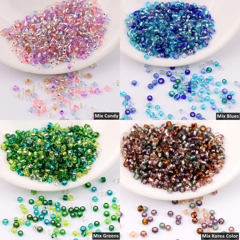 

Multi Size 1.5mm 2mm 3mm 4mm Czech Silver Lined Glass Seed Beads 15/0 12/0 8/0 6/0 Round Spacer Garments DIY Bead 35 Colors 10g