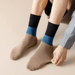 High Quality Mens Socks Combed Cotton Cozy Breathable Autumn Winter Socks Fashion Colorful Patchwork Happy Funny Socks Male