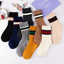 Цветные полосатые носки; женские хлопковые носки; дышащие Спортивные Повседневные Удобные носки в японском стиле колледжа ветра; сезон осень-зима