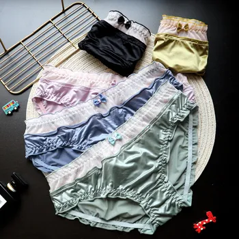 

Japanese Fresh Cute Sweet Girl Lace Panties Comfortable Breathable Mesh Woman Briefs Cotton Spandex Low Waist One Size