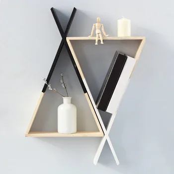 

Junejour New X Shaped Wood Wall Shelf Sofa Background Rack Living Room Decoration Wall Hanging Home Simple Shelves Storage Racks