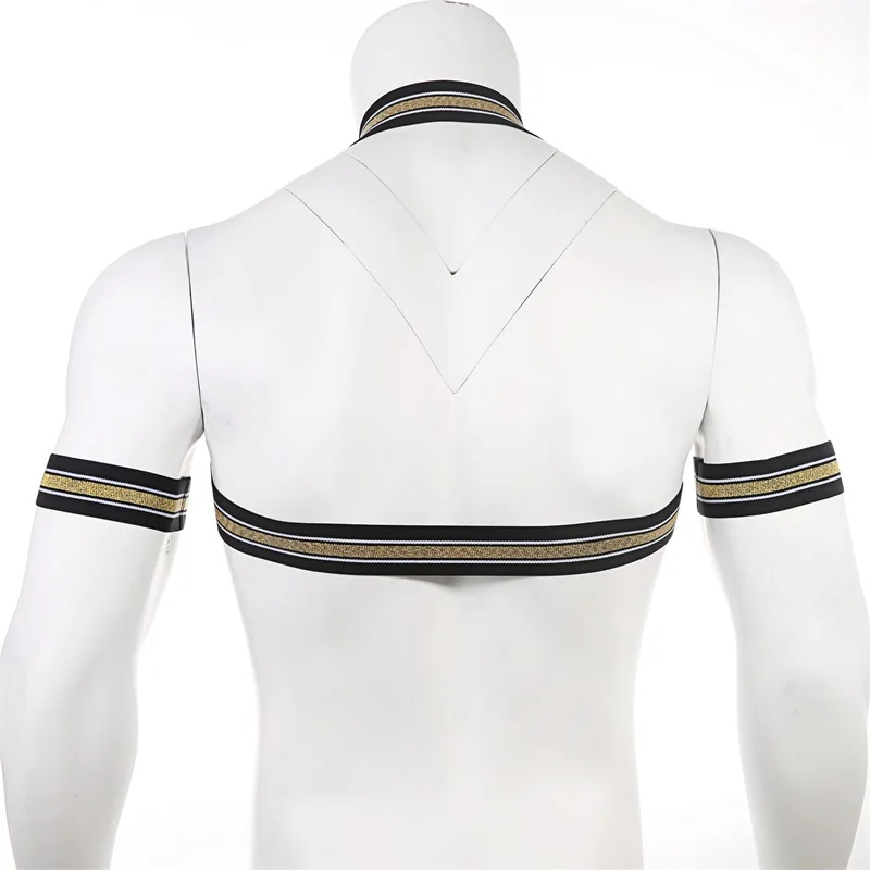 CLEVER-MENMODE Mens Chest Harness Shoulder Straps Muscle Elastic Belt Arnes Hombre bondage lingerie with Arm Band Club Costume mens bondage lingerie men chest harness belt
