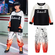 Детский костюм для джазовых танцев для мальчиков, одежда для уличных танцев свободный свитер штаны в стиле хип-хоп танцевальные костюмы в стиле хип-хоп, Детская сценическая одежда SL2199