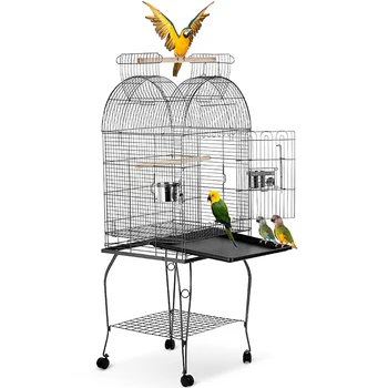 

iKayaa Wrought Iron Parrot Cage Bird Cage Macaw Cockatoo Parakeet Conure Finch Breeding Cage Bird Nest Pigeon Supplies with Bowl