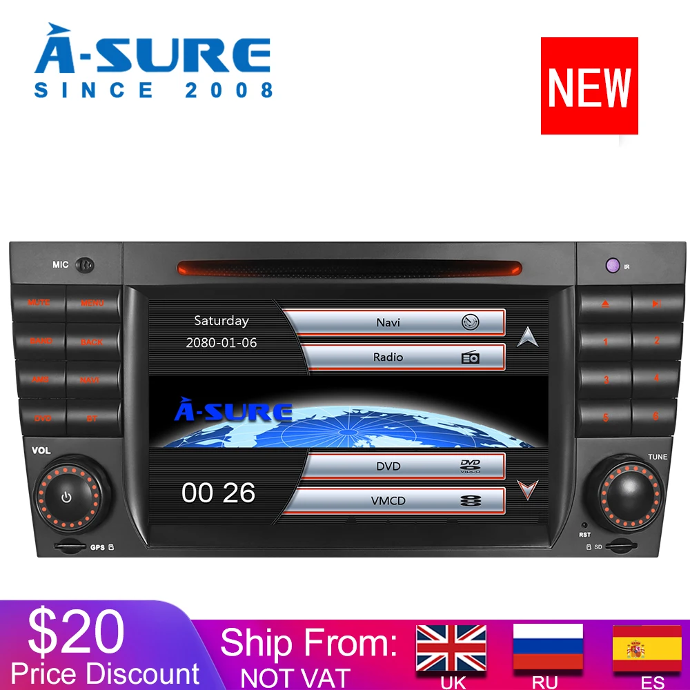 Автомагнитола A Sure 2 Din Cortex A9 радио GPS DVD плеер стерео навигация для Mercedes Benz C/CLK Class W209