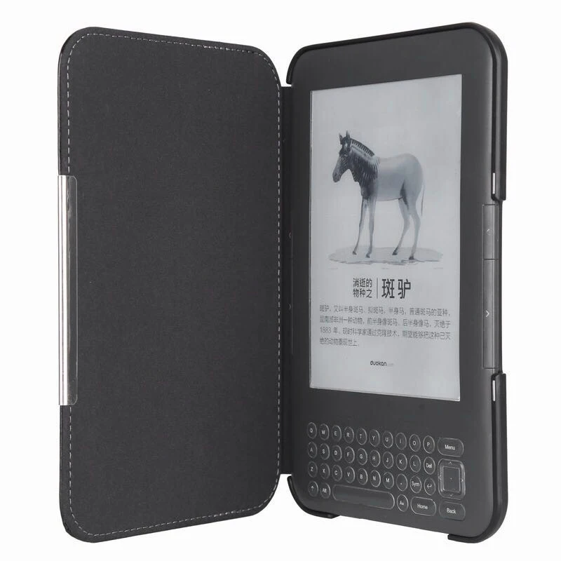  PU Leather Flip Folio Magnetic E-Book Cover for Amazon Kindle 3 3Rd Reader Keyboard Screen EReader 