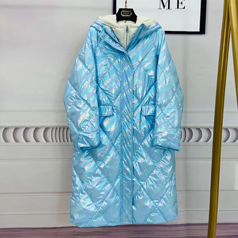 

Oversize Hooded Women Down Jacket New Arrival Long Loose White Duck Down Coat Long Down Parka Female Warm Winter Coat Women