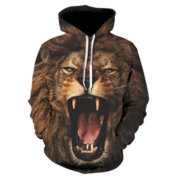 

2019 New Arrival Men's Autumn Lion 3D Printing Long Sleeve Hoodies Sweatershirt Tops Shirt Fashion Hoodies Sweatshirts Casual