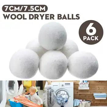 

6Pcs/pack 7cm 7.5cm Laundry Clean Ball Reusable Natural Organic Fabric Softener Ball Premium Organic Wool Dryer Balls Washing