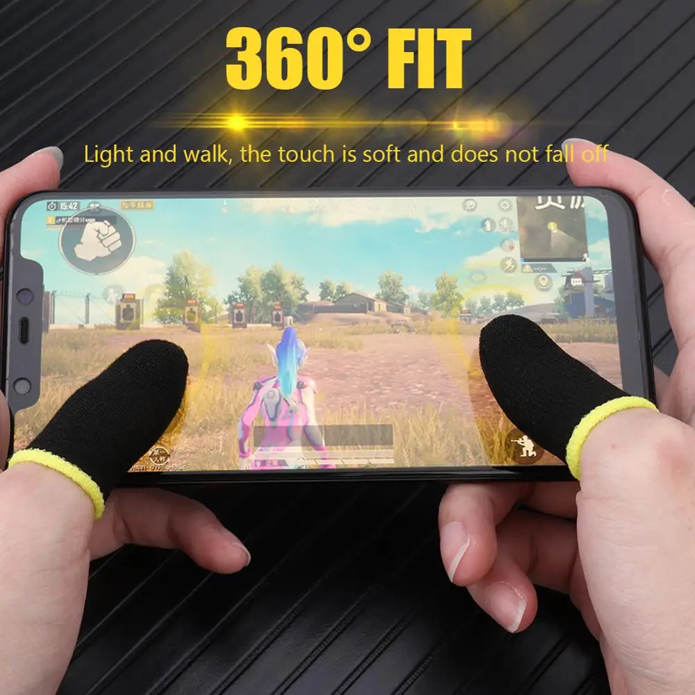 2 uds juego Pubg móvil de pantalla táctil juego funda para el dedo controlador transpirable Anti-sudor sensible a los dedos guante de pulgar