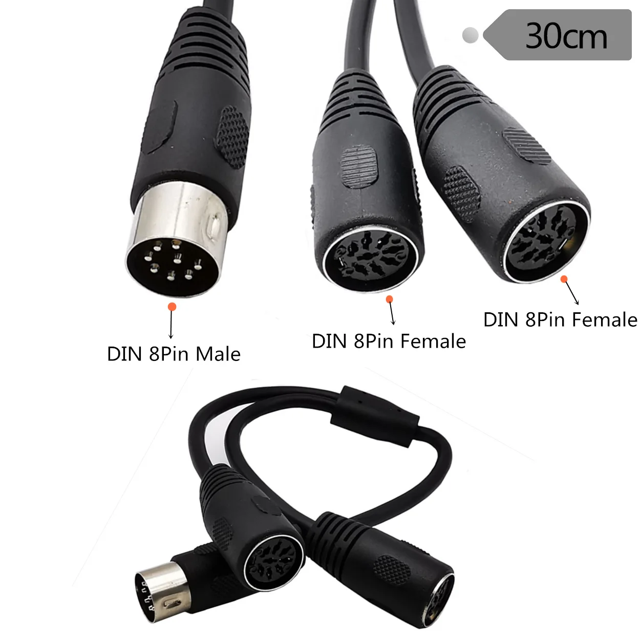 MIDI DIN 8 Pin Splitter Y Adapter Cable 0.3m 8pin 1female to 2 male | Электроника