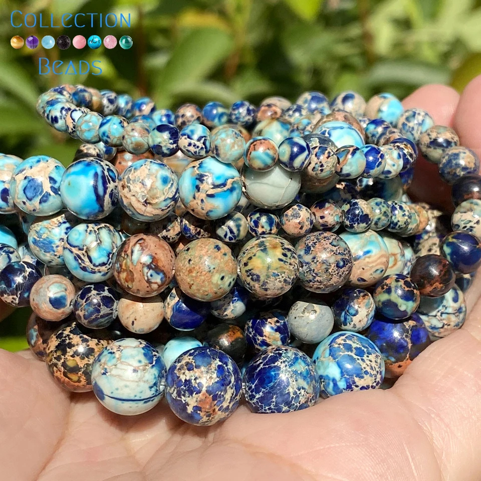 Perline In Pietra Naturale Jaspis Sedimento Lago Blu – 4x13 Mm, 20 Pezzi Su Filo Da 39 Cm Per Gioielli Fai Da Te