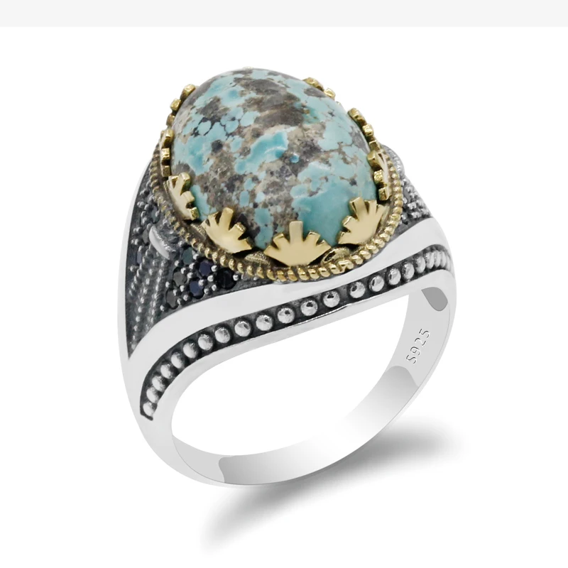 Подлинное натуральное мужское кольцо с камнем из стерлингового серебра 925 пробы