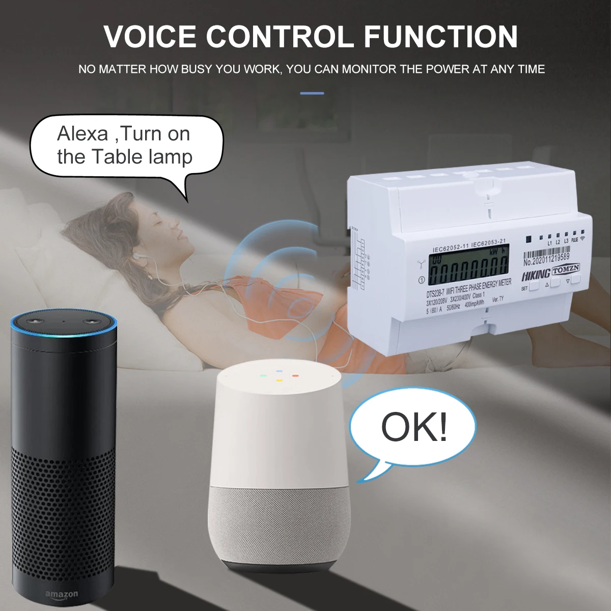 TOMZN WIFI 스마트 TUYA 3P 4선식 에너지 미터 3*120V 3*220V 3*230V 50/60Hz 타이머 전력 소비 모니터 kWh 미터 전력계