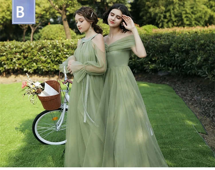 O095 vestidos de dama de honra verde