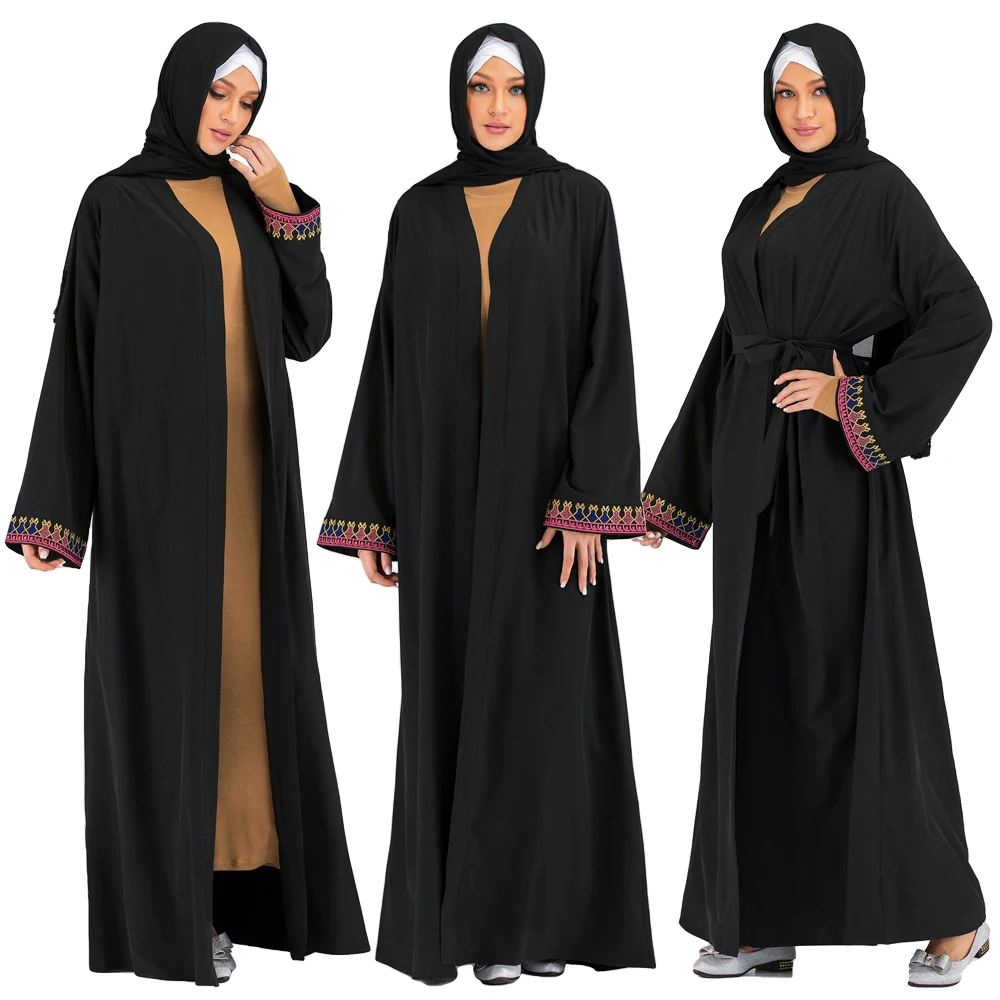 Дубаи abaya мусульманское платье с открытым передом женское кимоно кардиган ислам