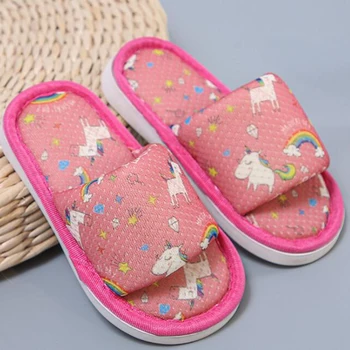

Girls Indoor Slippers Kids autumn Mesh fabric Children's shoes Floor Anti Slip Soft Home shoes Boys Parent-child slippers kl783