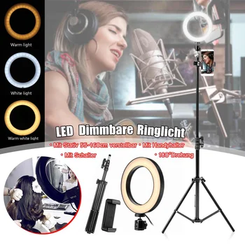 

LED Ring Lamp Portable Dimmable & Light Stand Kit 180° Rotation Phone Photography Self-timer Beauty Fill Light USB Port
