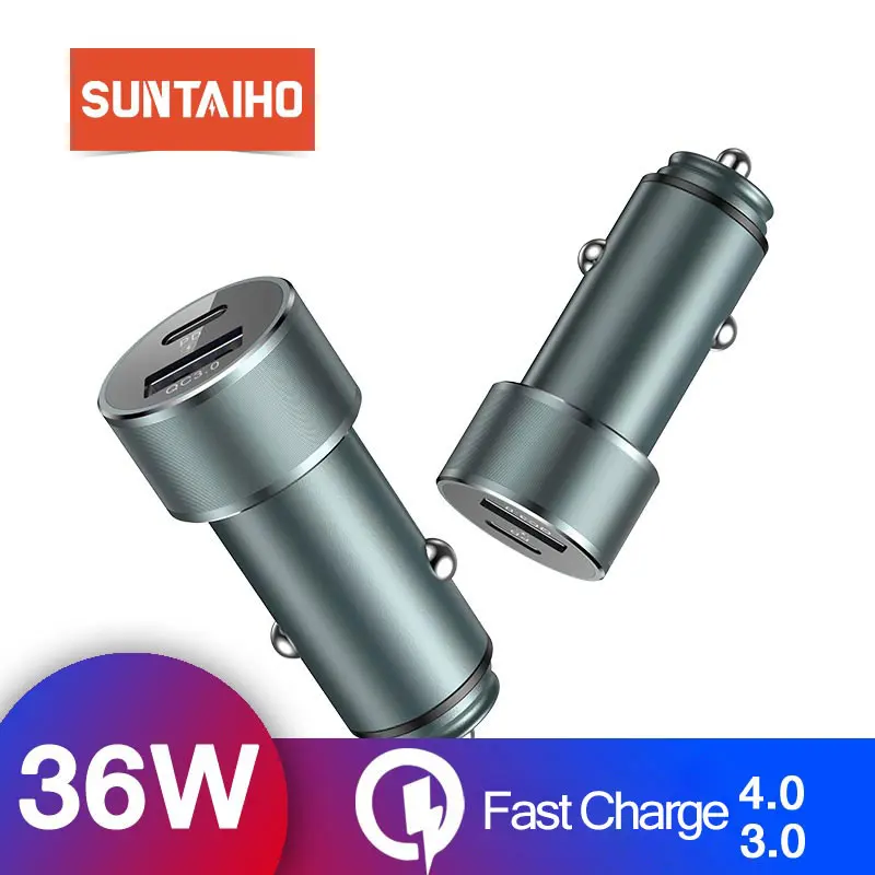 Suntaiho Быстрая зарядка 3,0 USB 36 Вт автомобильное зарядное ...