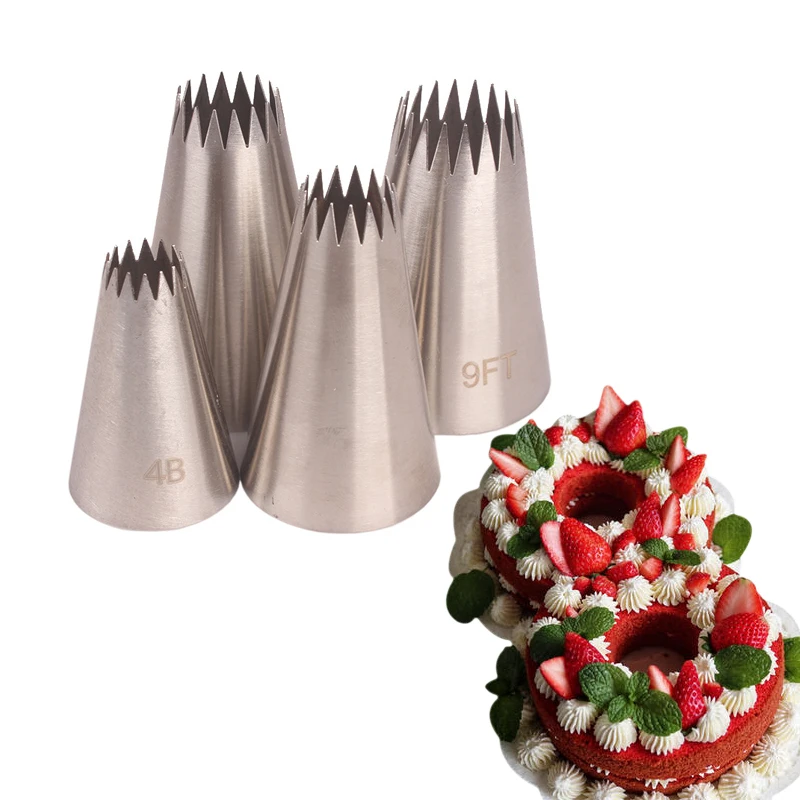 

4pcs Pastry Nozzles Sets Stainless Steel Icing Cream Nozzles Cupcake Cake Decorating Tools Cookies Pastry Baking Tools