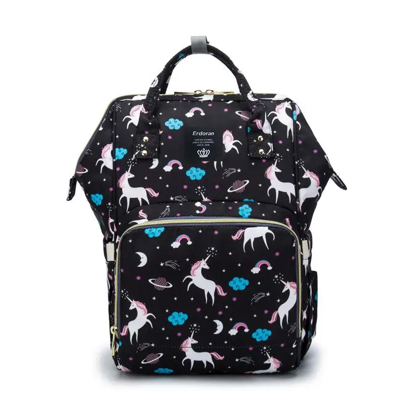 Водонепроницаемая Детская сумка на молнии, рюкзак для путешествий, сумка для мам, сумка для детской коляски, сумка для коляски yoya с отверстием сзади, сумка для коляски, бесплатный Подарочный крючок - Цвет: Unicorn Black