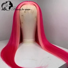 

Lace Front Human Hair Wigs For Women Remy 13x4 180% Brazilian Hair Straight Pink Wig HD Transparent Lace Frontal Bleached Knots
