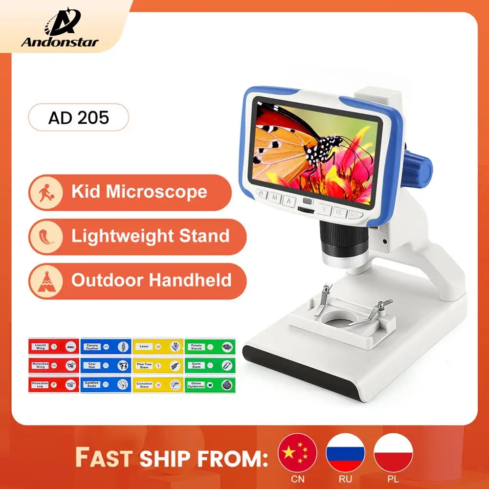 Andonstar microscopio Digital con USB para niños, dispositivo portátil