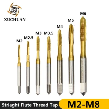 

1pc M2-M8 High Speed Steel Metric Thread Tap TiN Coating Straight Flute Machine Tap Metric Screw Tap Drill Bit