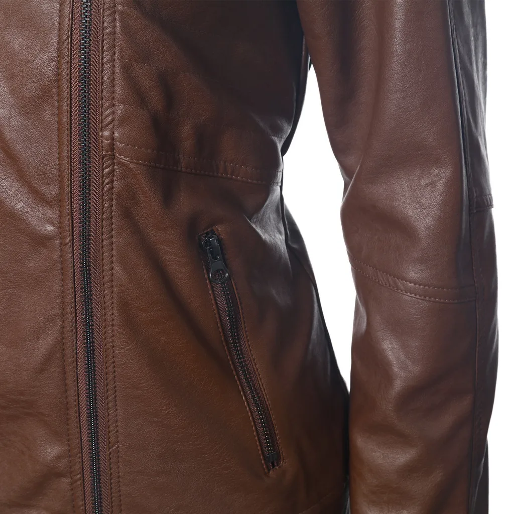 JAYCOSIN Новая модная женская осенне-зимняя коричневая искусственная кожа ПУ куртки на молнии базовое пальто с капюшоном панк байкерские куртки и пальто