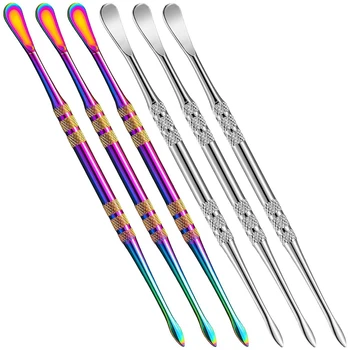 

6 Pieces Wax Carving Tool Wax Tool Carving Tool Stainless Steel Sculpting Tool Spoon 4.75 Inch Rainbow Silver
