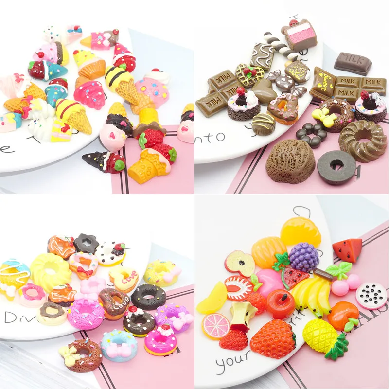 20pcs DIY Slime Charms Sweet Candy Sugar Chocolate Cake Animal Flowers Ice Cream Resin Crafts Clay Decoration Toys children Gift