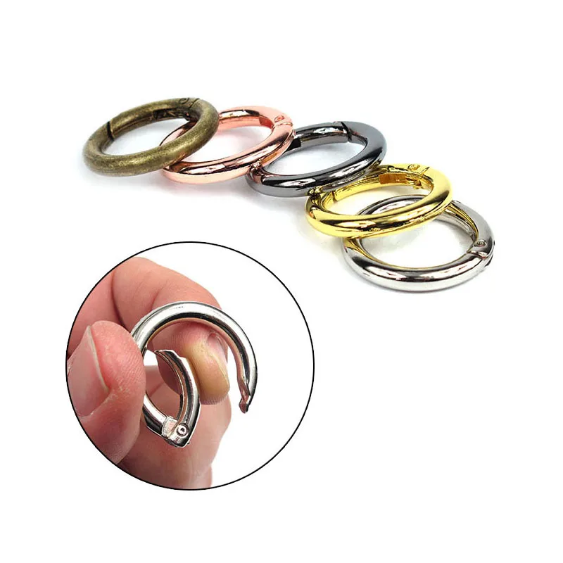 

5pcs Gold Black Circle Round Carabiner Camping Spring O-ring Buckles Snap Clip Hook Keychain Handbags Snap Hooks Outdoor