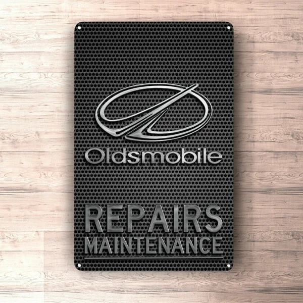 Flat Metal Poster Tin Sign (Not 3D) - Oldsmobile Repairs Maintenance Metalsign for Garage Man Cave | Дом и сад