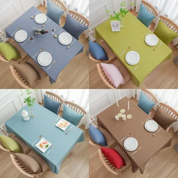 

High Quality Tablecloth Pure Color Cotton and Linen Simple Style Rectangular Tablecloth Hasstrong Waterproof and Dirt Resistance