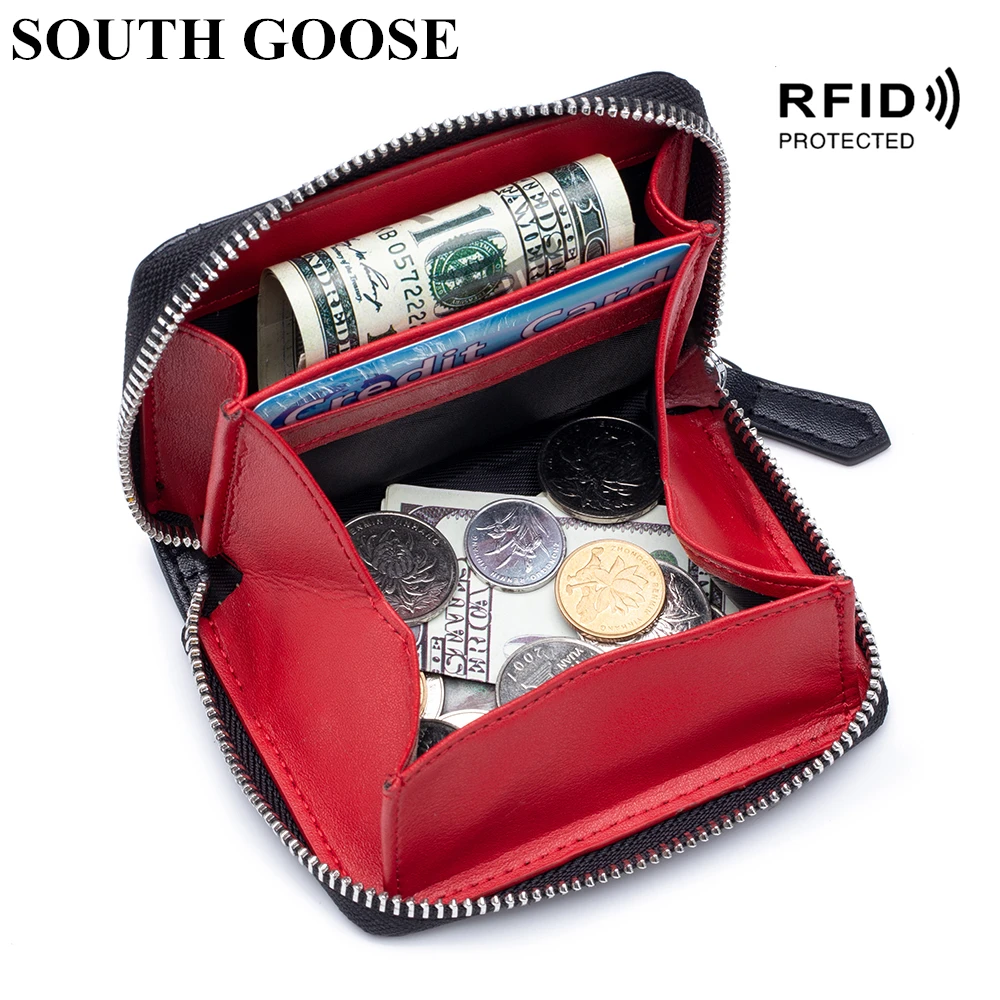 Coin Purse Business-Card-Holder Mini Wallet Small-Change-Pocket RFID Elegant Genuine-Leather