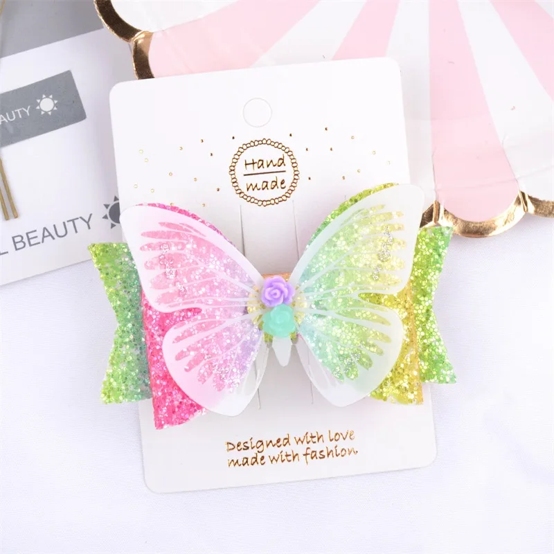 

3.5 Inch Butterfly Hairgrips Glitter Hair Bows with Clip BlingBling Bow Hair Clip Baby Bowknot Hairpins Girls Hair Accessories