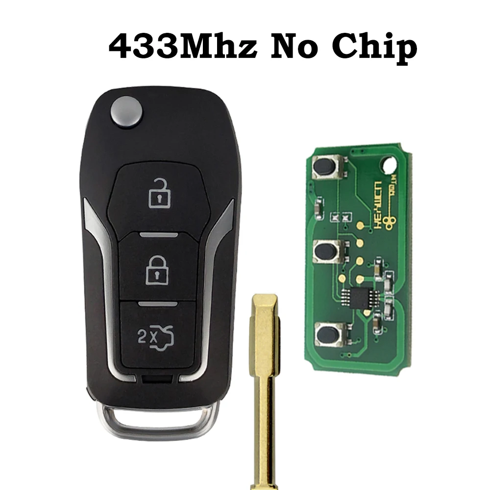 OKEYTECH 3 BUTTONS 433MHZ 4D60/4D63 CHIP MODIFIED FLIP FOLDING REMOTE CAR KEY FOR FORD FOCUS 2 3 MONDEO FIESTA UNCUT FO21 BLADE
