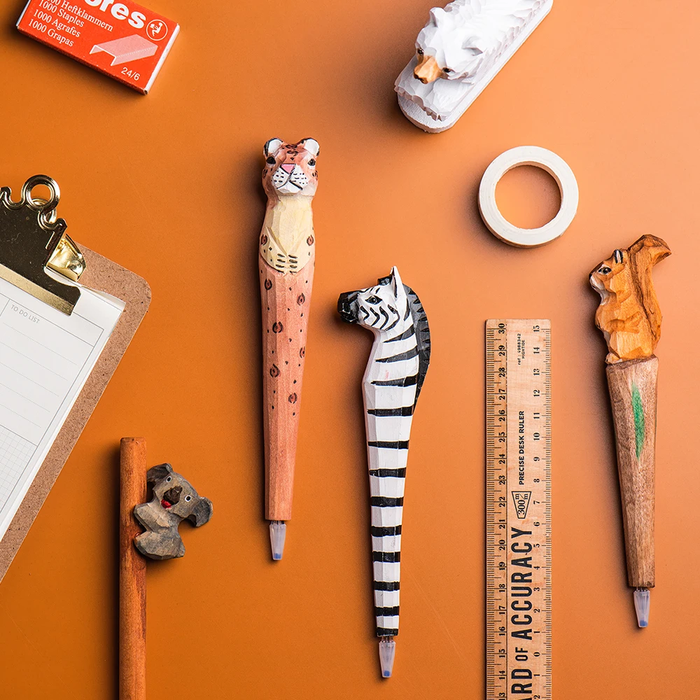Wood Carving Animal Handmade Wooden Gel Ink Pens for Writing Signature Decoration Office School A6029 gel pens retractable gel pens colored pens erasable gel pens gel pen refills drawing pens