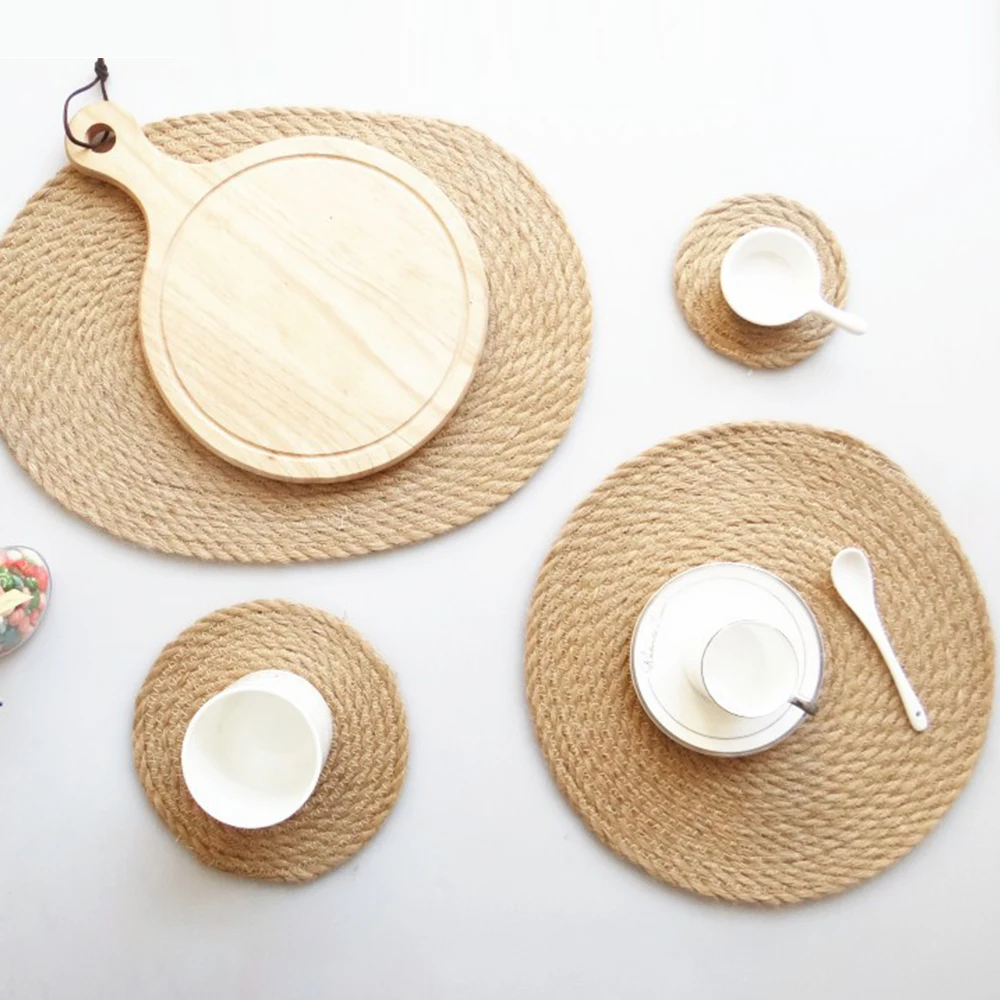 11/18/28/36cm Round Flax Bowl Pad Tableware Handmade Placemats Padding Cup Mats Kitchen Decoration Accessories | Дом и сад